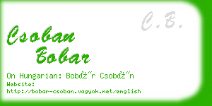 csoban bobar business card